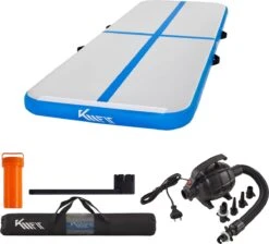 KM-Fit Gymnastiekmat Opblaasbare Airtrack Fitness Sport Gym Mat 3 M Blauw