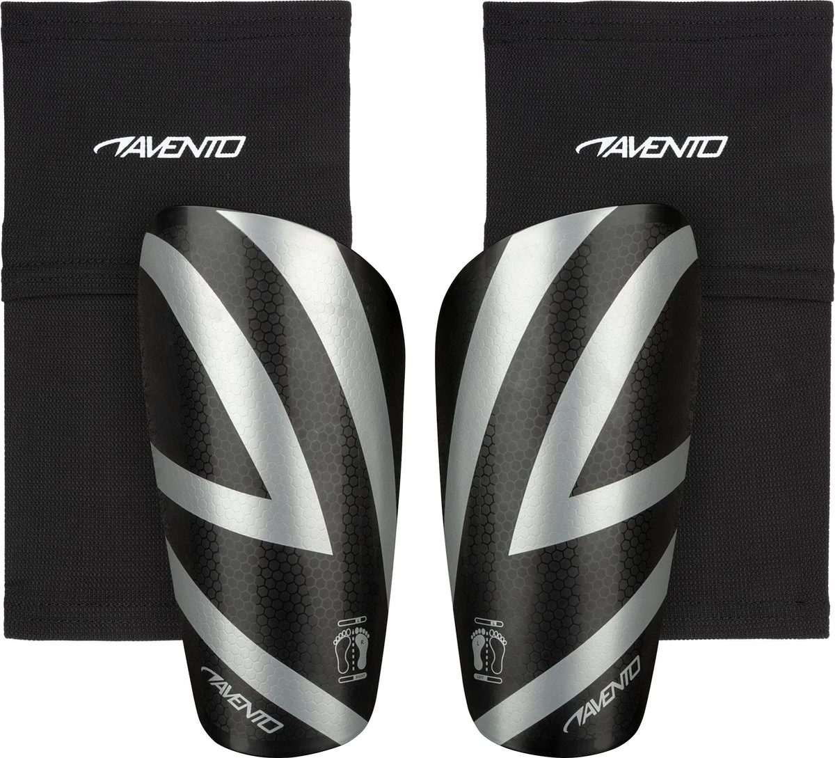 Avento Scheenbeschermers - Met Sok - Zwart/Zilver - Maat S 3 Avento Scheenbeschermers - Met Sok - Zwart/Zilver - Maat S