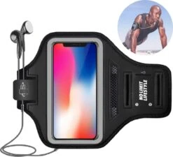 FLUSHY Hardloop Telefoonhouder - Sportarmband - Waterdicht - Hardlopen - Hardloopband - Reflecterend - Opbergvak Voor Sleutels En Pasjes - Hardloop Armband Telefoon - Zwart