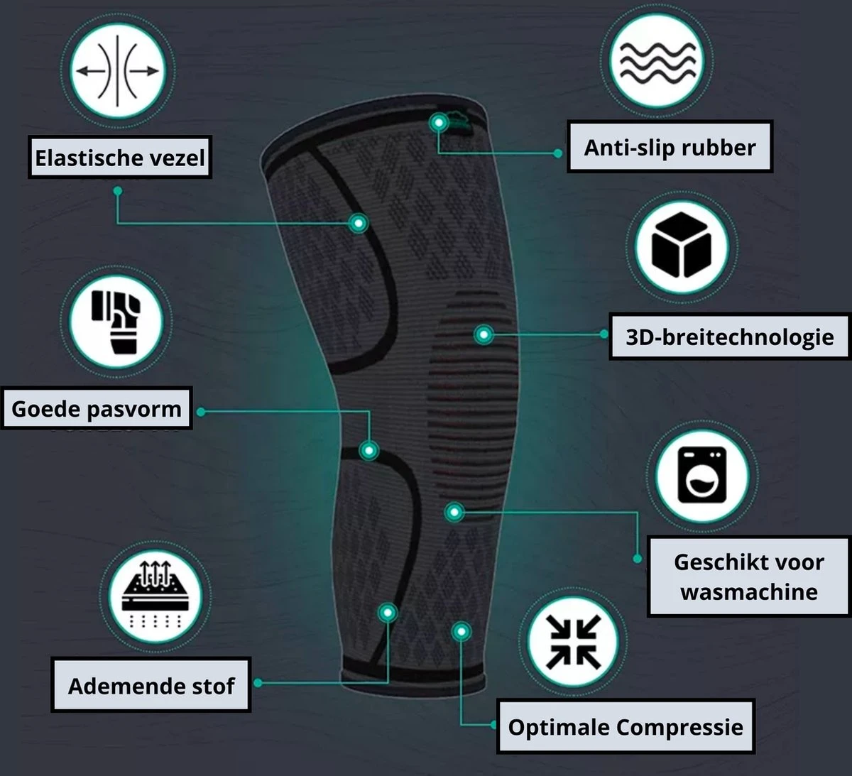 Sport-Plein Kniebrace Kniebandage - Zwart/Grijs - Maat L - 1 Stuk 4 Sport-Plein Kniebrace Kniebandage - Zwart/Grijs - Maat L - 1 Stuk - Afbeelding 2