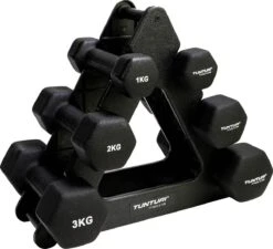 Tunturi Gewichten - Halterset - Dumbbell Set - Neopreen Dummbbells - 1 T/m 3kg - 3 Paar - Incl. Gratis Fitness App