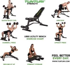 Tunturi UB80 Halterbank Verstelbaar - Fitnessbank Belastbaar Tot 200kg - Trainingsbank & Buikspierbank In één - Incl. Gratis Tunturi Training App -Merkloos Winkel 1200x1102 3