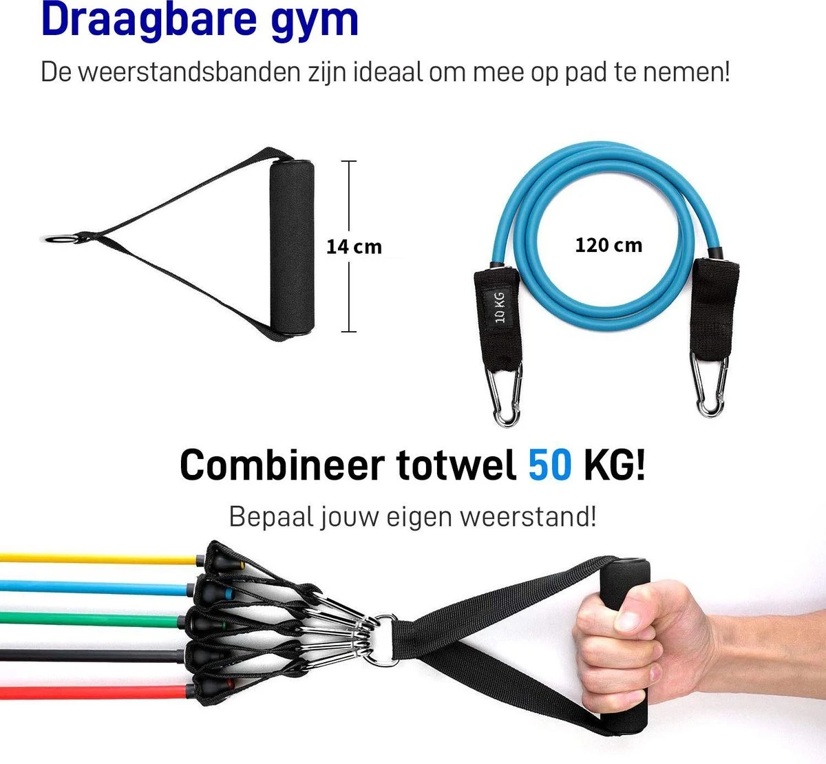 Athletix Weerstandsbanden XL Set - Handvaten - Enkelbanden - Gratis Draagtas & Oefeningen - 5 Resistance Bands 7 Athletix Weerstandsbanden XL Set - Handvaten - Enkelbanden - Gratis Draagtas & Oefeningen - 5 Resistance Bands - Afbeelding 5