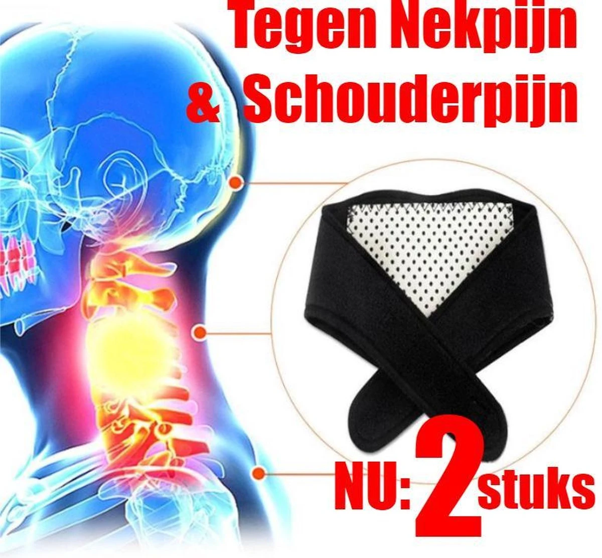 Orthopedisch Toermalijn Infrarood Massage Zelfwarmend - Magneet - Nekpijn - Nekklachten - Nekband - Nekbrace - 2 Stuks - S-M 3 Orthopedisch Toermalijn Infrarood Massage Zelfwarmend - Magneet - Nekpijn - Nekklachten - Nekband - Nekbrace - 2 Stuks - S-M