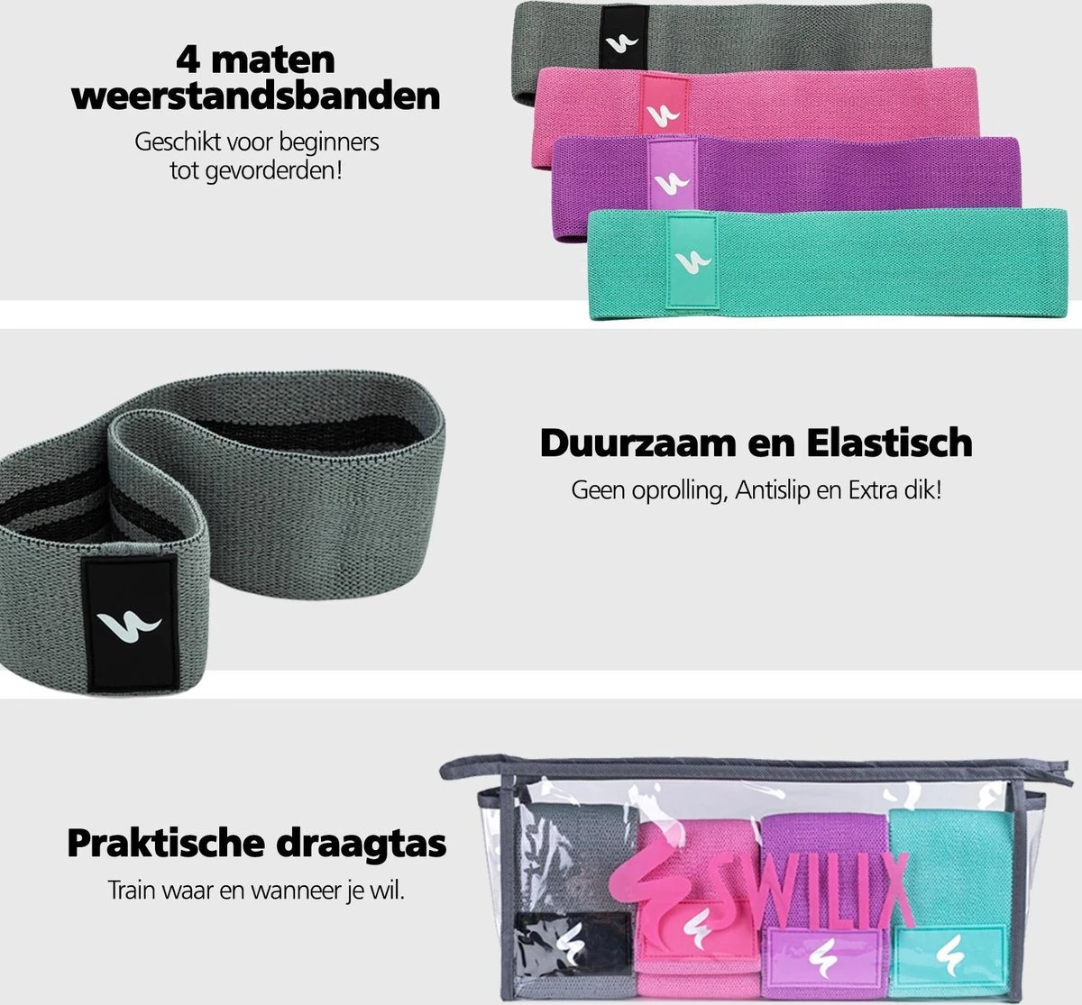 SWILIX ® Resistance Band - Weerstandsbanden - Booty Band - Fitness Elastieken Voor Benen En Billen - Fitness Banden - Set Van 4 6 SWILIX ® Resistance Band - Weerstandsbanden - Booty Band - Fitness Elastieken Voor Benen En Billen - Fitness Banden - Set Van 4 - Afbeelding 4