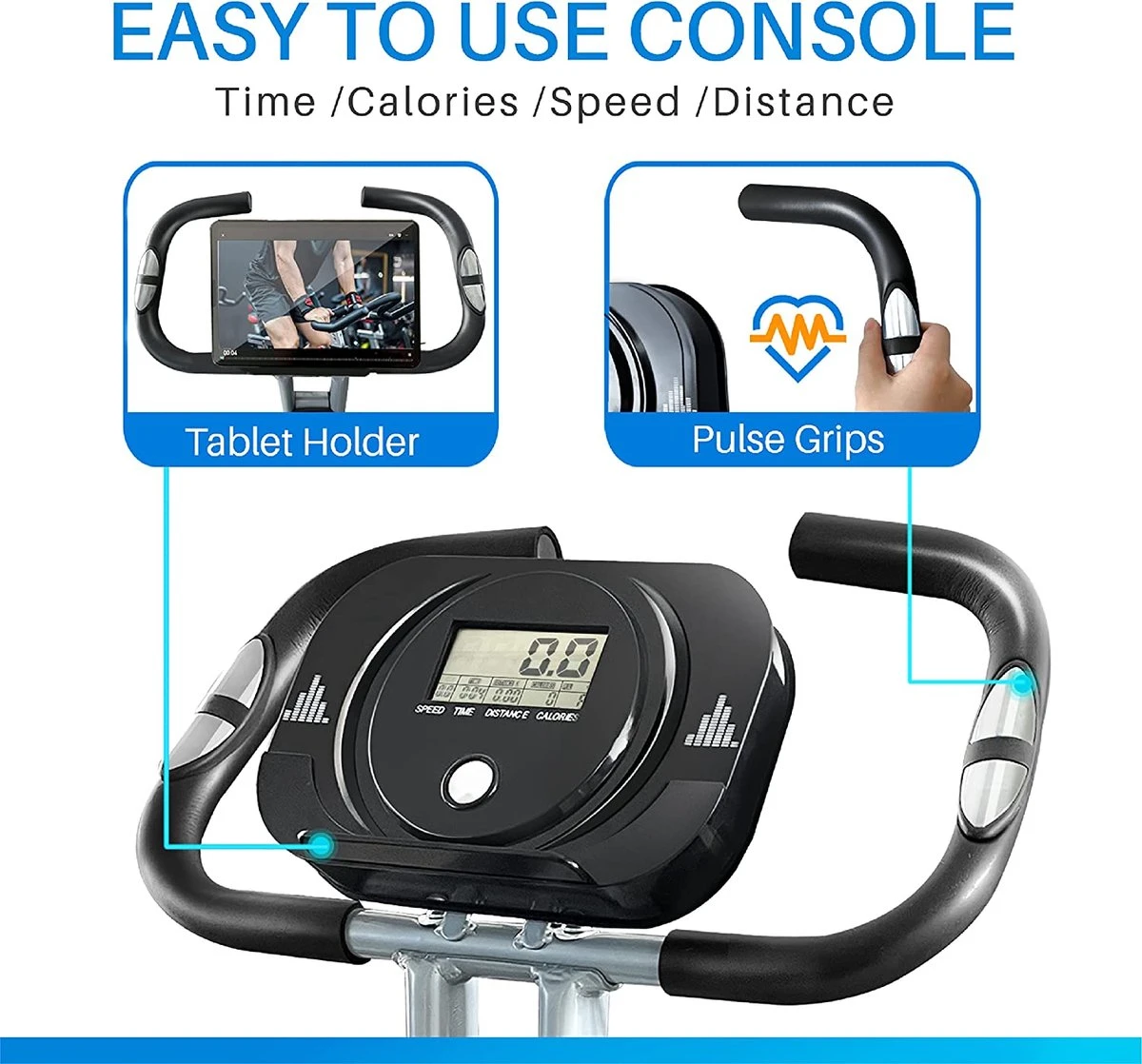 K IKIDO Indoorfietsen - Fitness Fiets - Hometrainer - Inklapbare - 8 Magnetische Weerstandsinstellingen - Hartslagmeting - Mobiele Telefoonhouder - LCD Display Voor Thuis Gym 4 K IKIDO Indoorfietsen - Fitness Fiets - Hometrainer - Inklapbare - 8 Magnetische Weerstandsinstellingen - Hartslagmeting - Mobiele Telefoonhouder - LCD Display Voor Thuis Gym - Afbeelding 2