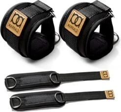 Marrald Enkelband Fitness 2 Stuks - Ankle Cuff - Kabelmachine Sport Beenband Strap - Zwart