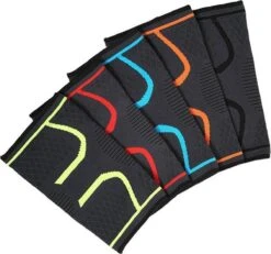 Compressie Knie Brace - Elastisch Bandage - Band - Strap - Sleeve - Kousen - Warmers - Blessures - Sport Ondersteuning - Knee Support - Vrouwen - Mannen - Maat: L - 1 Stuk - Blauw-zwart