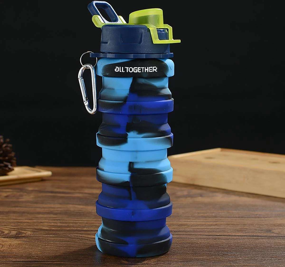 All Together Drinkfles - Opvouwbare Bidon - 500ml - Silicone - Blauw Zwart 10 All Together Drinkfles - Opvouwbare Bidon - 500ml - Silicone - Blauw Zwart - Afbeelding 8