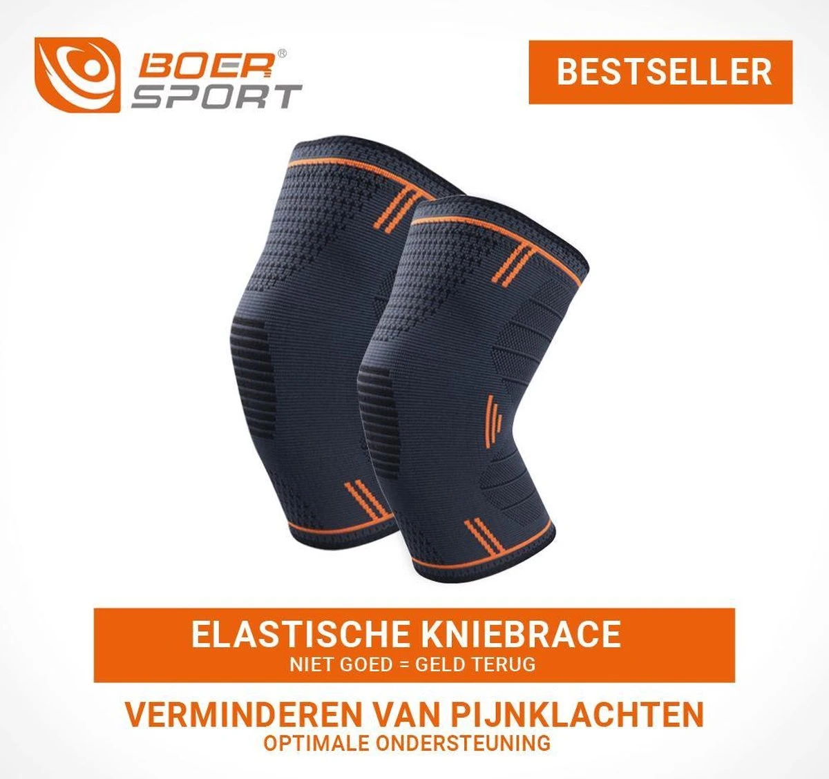 Boersport ®| Elastische Kniebrace | Steun Tijdens Sporten| Dames & Heren| 2 Stuks | M 4 Boersport ®| Elastische Kniebrace | Steun Tijdens Sporten| Dames & Heren| 2 Stuks | M - Afbeelding 2