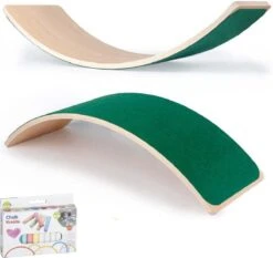 Verfez© Balance Board XL Blank Gelakt Met Groene Vilt | 2021 Model | Beukenhout | Duurzaam | Kinderen Speelgoed | Baby | Kinderbord | Balansspeelgoed | Evenwicht | Yoga Board Voor Volwassenen | Alternatief Wobbel