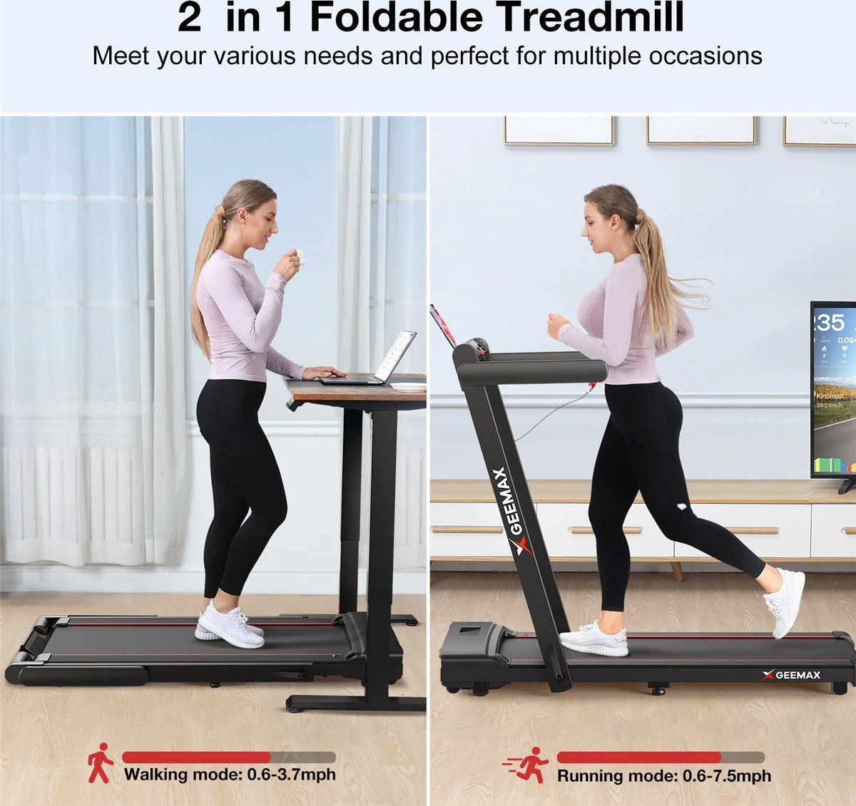 Merkloos Loopband - 2 In 1 Opvouwbare Draagbare Loopband - Elektrische Loopband - Met Monitor - Antislip - Verplaatsen En Op Te Bergen - Voor Thuis En Kantoor Gym 1-16 Km/u - 3.0HP - Zwart(excl.Smeerolie) 8 Merkloos Loopband - 2 In 1 Opvouwbare Draagbare Loopband - Elektrische Loopband - Met Monitor - Antislip - Verplaatsen En Op Te Bergen - Voor Thuis En Kantoor Gym 1-16 Km/u - 3.0HP - Zwart(excl.Smeerolie) - Afbeelding 6