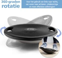 Swilix ® Balance Board - Balansbord Ø40 Cm - Balanstrainer Met 2 Handgrepen - Zwart -Merkloos Winkel 1200x1132 11