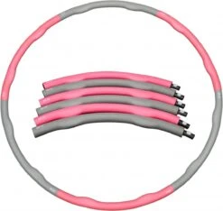 Merkloos Weight Hoop Original - Fitness Hoelahoep - Met DVD - 1.5kg - Ø 100 Cm - Roze/Grijs