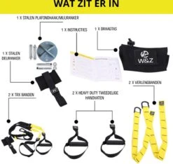 W&Z® TRX Suspension Trainer Pro - Thuis Sporten - Complete TRX Training Set - Zwart/Geel - Plafond Anker - X-mount -Merkloos Winkel 1200x1136 28