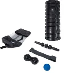 AJ-Sports Foam Roller Set 5 Delig + GRATIS Weerstandsband - Massage Set - Massage Stick - Massage Bal - Foam Roller - Grid Triggerpoint - Inclusief Compacte Draagtas - Fitness - Yoga