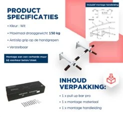SOUTHWALL Pull Up Bar PRO – Optrekstang Wandmontage – Pull Up Station Voor Thuis Sporten – Optrekstang Muurmontage – Chin Up Bar – Pull Up Rack – Fitness – Krachttraining – Wit -Merkloos Winkel 1200x1142 32