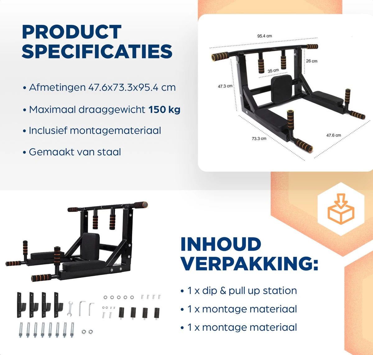 SOUTHWALL Fitness Station – 2-in-1 Pull Up Station En Dip Station Voor Thuis Sporten – Optrekstang Fitness Wandmontage – Dip Bars – Chin Up Bar – Home Gym – Pull Up Bar Muurmontage – Krachttraining – Power Tower – 150kg Draagkracht – Zwart/Rood 10 SOUTHWALL Fitness Station – 2-in-1 Pull Up Station En Dip Station Voor Thuis Sporten – Optrekstang Fitness Wandmontage – Dip Bars – Chin Up Bar – Home Gym – Pull Up Bar Muurmontage – Krachttraining – Power Tower – 150kg Draagkracht – Zwart/Rood - Afbeelding 8