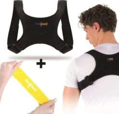 Dunimed Ventilerende Houdingcorrector - Posture Corrector - Rugbrace - Beige + Weerstandsband