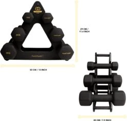 Tunturi Gewichten Centuri - Halterset - Dumbbell Set - Neopreen Dummbbells - 1 T/m 3kg - 3 Paar - Incl. Gratis Fitness App -Merkloos Winkel 1200x1150 14