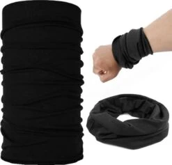 Fako Fashion® - Colsjaal - Gezichtsmasker - Bandana - Nekwarmer - Sjaal - Col - Microfiber Faceshield - Uni - Zwart