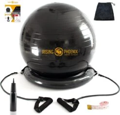 RP® Fitness Bal Yoga Zitbal Fitnessbal Gymbal Pilates Yogabal Balansbal - Tas, Steunring & Resistance Bands - Handpomp & Ebook