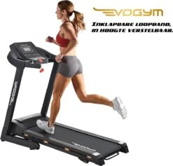 Luxe Loopband Inklapbaar - Hartslagfunctie - Hardloopband - Loopband Fitness - Met Bluetooth Speakers - USB Oplader - Schokdempers - Verstelbare Hellingshoek - PVC Loopband - 14.8km/h - Inklapbaar - Evogym R-80s -Nu Tijdelijk Met Gratis Bescherm Mat -Merkloos Winkel 1200x1151 16