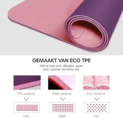 Eco Yoga Mat - Inclusief Draagriem - Anti Slip - Extra Dik (6 Mm) - 183 X 61 X 0,6 Cm - Paars/Roze - Diverse Kleuren -Merkloos Winkel 1200x1153 10