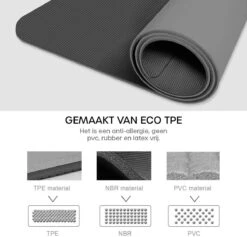 Eco Yoga Mat - Inclusief Draagriem - Fitness MatAnti Slip - Extra Dik (6 Mm) - 183 X 61 X 0,6 Cm - Zwart - Diverse Kleuren -Merkloos Winkel 1200x1153 11