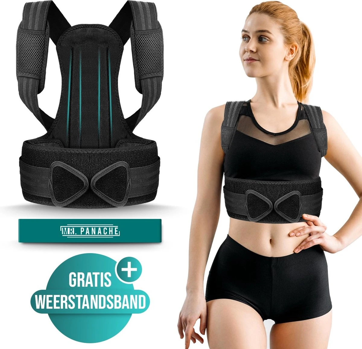 MR. PANACHE XL Premium Postuur Corrector - Inclusief Weerstandsband - Houding Correctie - Rugbrace - Posture Corrector - Rug Corrector - Schouder Brace - Rugband - One Size 3 MR. PANACHE XL Premium Postuur Corrector - Inclusief Weerstandsband - Houding Correctie - Rugbrace - Posture Corrector - Rug Corrector - Schouder Brace - Rugband - One Size