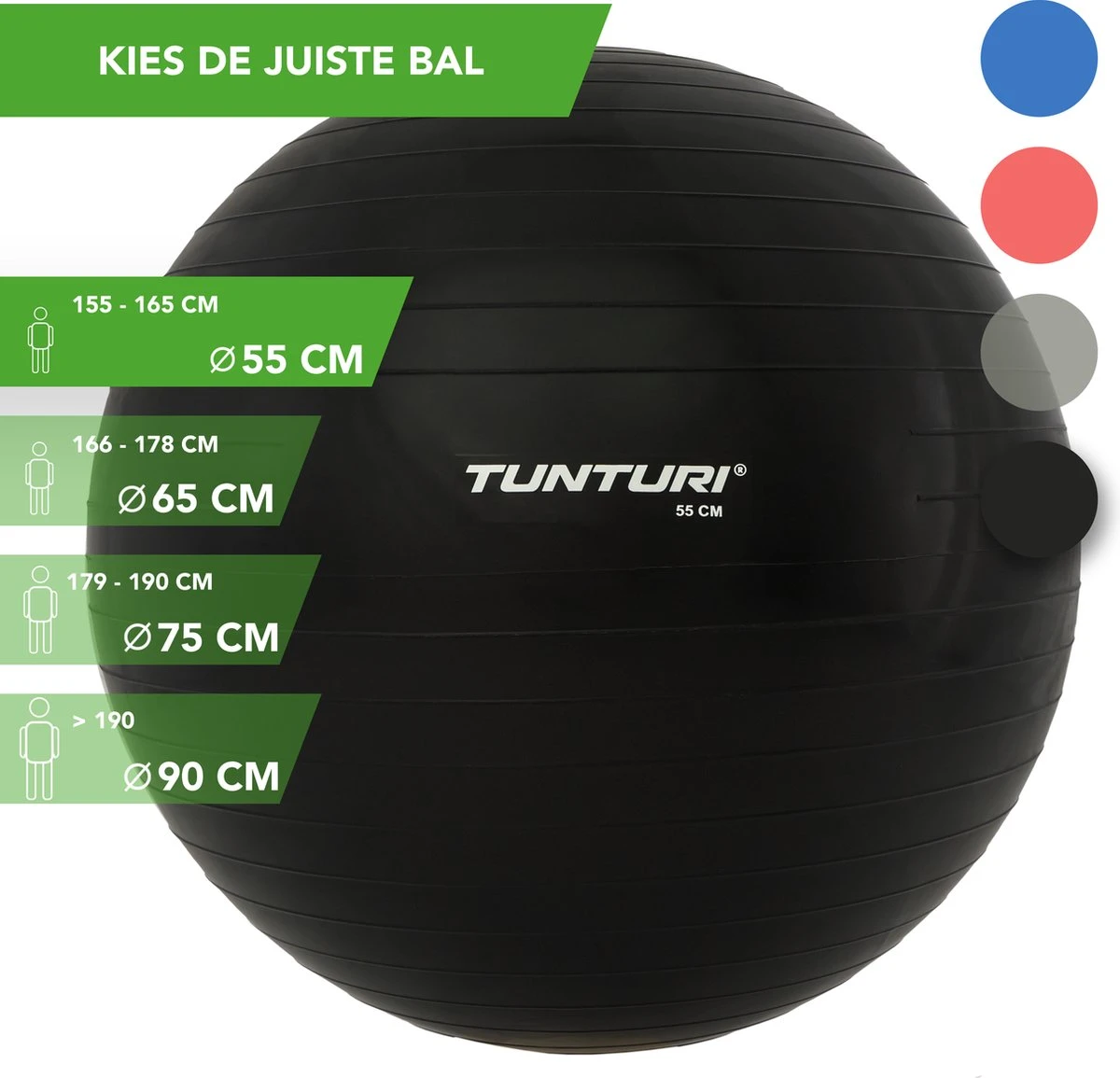 Tunturi Fitness Bal - Yoga Bal Inclusief Pomp - Pilates Bal - Zwangerschaps Bal - 55 Cm - Kleur: Zwart - Incl. Gratis Fitness App 4 Tunturi Fitness Bal - Yoga Bal Inclusief Pomp - Pilates Bal - Zwangerschaps Bal - 55 Cm - Kleur: Zwart - Incl. Gratis Fitness App - Afbeelding 2