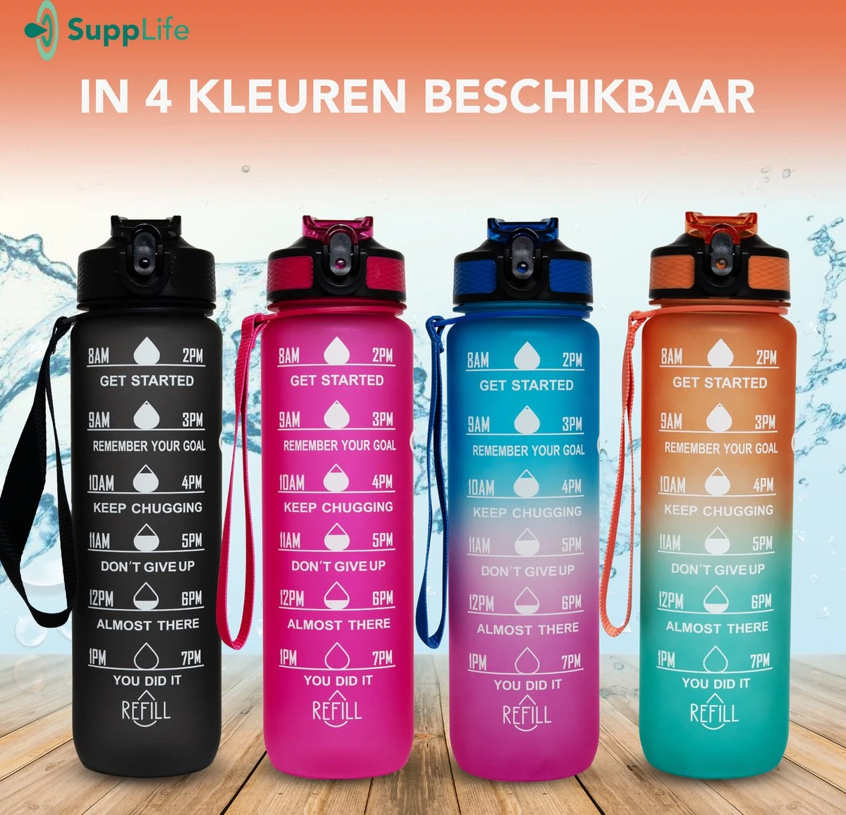 Supplife Bidon - 1 Liter - Met Rietje - BPA Vrij - Oranje Cyaan - Inclusief Schoonmaakborstel 10 Supplife Bidon - 1 Liter - Met Rietje - BPA Vrij - Oranje Cyaan - Inclusief Schoonmaakborstel - Afbeelding 8