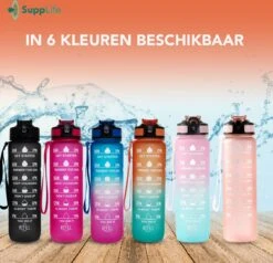 Supplife Bidon - 1 Liter - Met Rietje - BPA Vrij - Pink Aqua- Inclusief Schoonmaakborstel -Merkloos Winkel 1200x1157 2