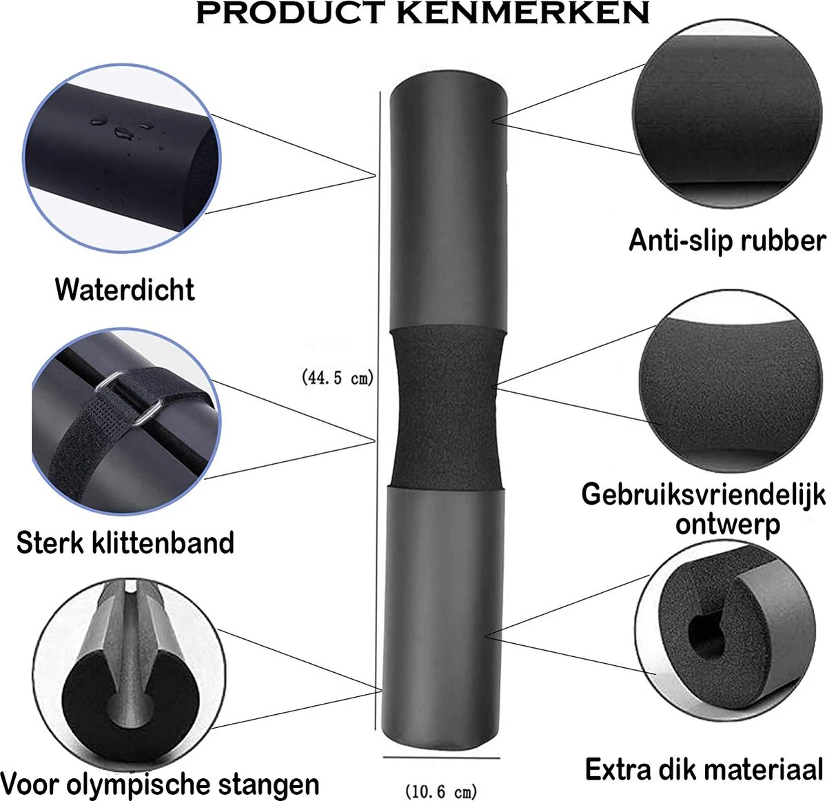 MJ Sports Premium Barbell Pad - Nekbeschermer - Barpad - Nekkussen - Squats - Hip Thrusts - Fitness - Zwart 5 MJ Sports Premium Barbell Pad - Nekbeschermer - Barpad - Nekkussen - Squats - Hip Thrusts - Fitness - Zwart - Afbeelding 3