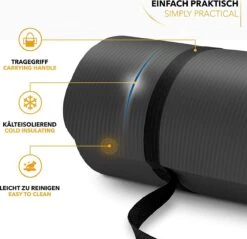 Tresko - Yogamat Zwart 1,5 Cm Dik - Fitness Mat - Sportmat - Pilates - Aerobics - Yoga Mat Met Draagriem -Merkloos Winkel 1200x1163 20