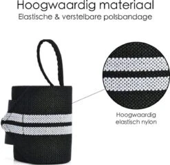 Fitness / Crossfit Polsband - 2 Stuks - Polsbandage Wrist Support Wraps - Pols Bandage Band - Bodybuilding Support - Gewichthef Straps - Krachttraining Lifting Workout Straps - Zwart/Grijs -Merkloos Winkel 1200x1163 48