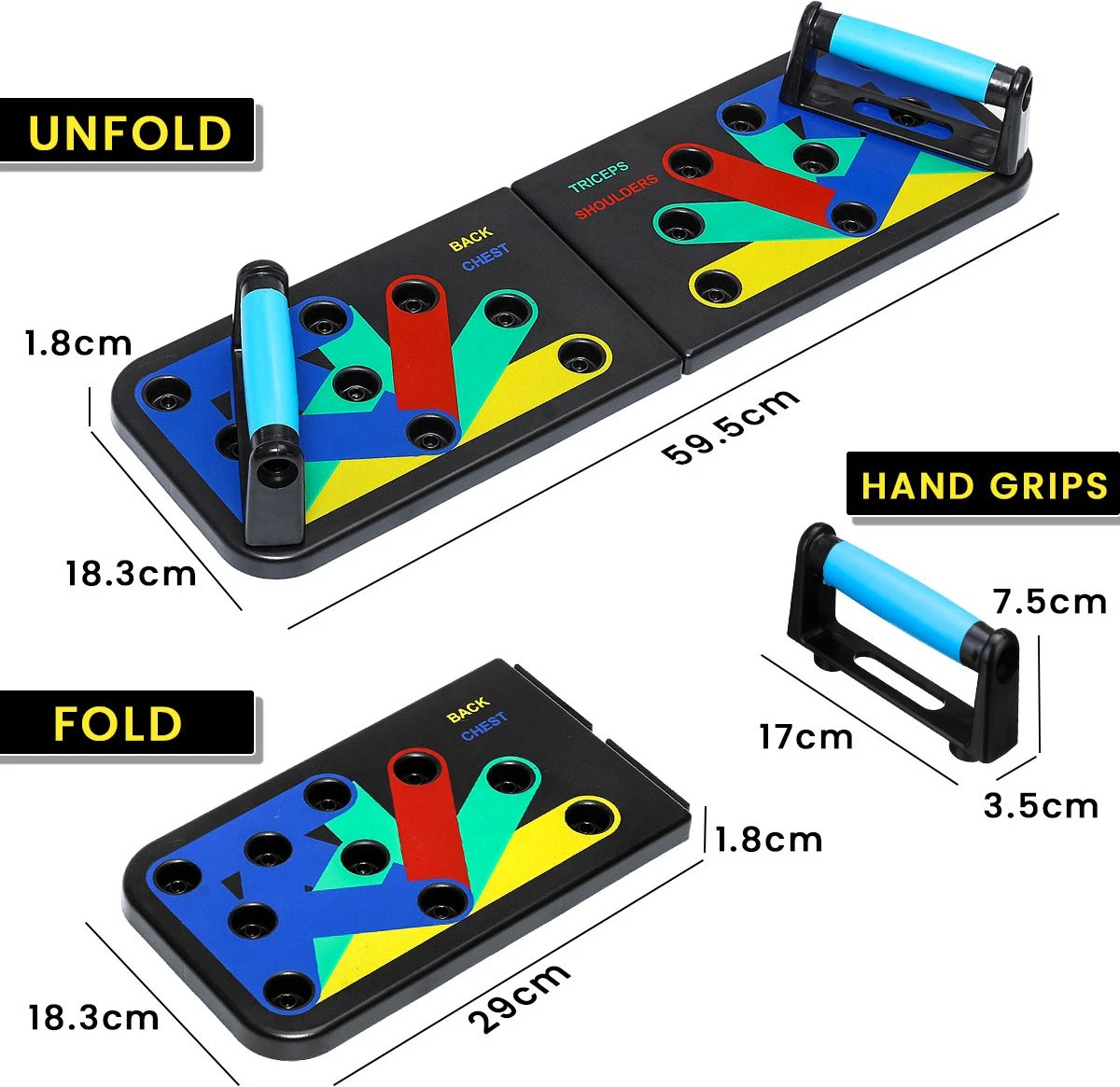 Merkloos Opvouwbaar Push Up Bord - Opdruk Steunen - Push Up Board - Fitness, Kracht Training, Home Workout 5 Merkloos Opvouwbaar Push Up Bord - Opdruk Steunen - Push Up Board - Fitness, Kracht Training, Home Workout - Afbeelding 3