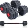 Umbro Halterset - 20 KG - Verstelbare Dumbells En Barbell - Gewichten Van 1.25 KG, 1.5KG En 2KG - Kunststof