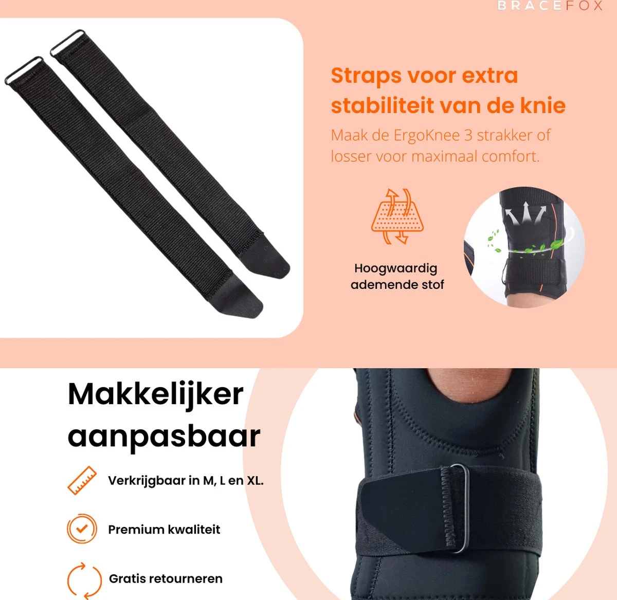 Premium Kniebrace - 'ErgoKnee 3' | Bracefox™ - Maat M - Medium | Knie Bandage Ondersteuning | Heren | Dames | Elastisch 8 Premium Kniebrace - 'ErgoKnee 3' | Bracefox™ - Maat M - Medium | Knie Bandage Ondersteuning | Heren | Dames | Elastisch - Afbeelding 6