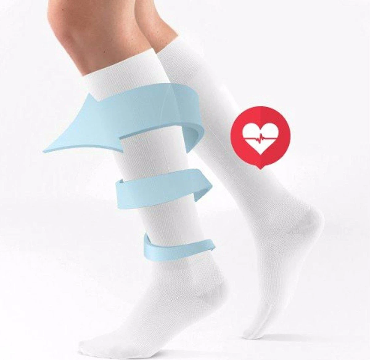 Duopack Compressiekousen / Steunkousen - Elastische Hardloop / Sport / Vliegtuig Compressie Sokken - Running Travel Sock - Reissokken / Reis Kousen - Heren/Dames 2 Paar - Maat 36-40 - Wit 3 Duopack Compressiekousen / Steunkousen - Elastische Hardloop / Sport / Vliegtuig Compressie Sokken - Running Travel Sock - Reissokken / Reis Kousen - Heren/Dames 2 Paar - Maat 36-40 - Wit