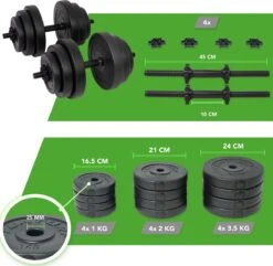Tunturi Gewichten - Halterset - Dumbbell Set - 2 Stuks - Totaal 28kg - Zwart - Vinyl - Incl. Gratis Fitness App -Merkloos Winkel 1200x1170 9