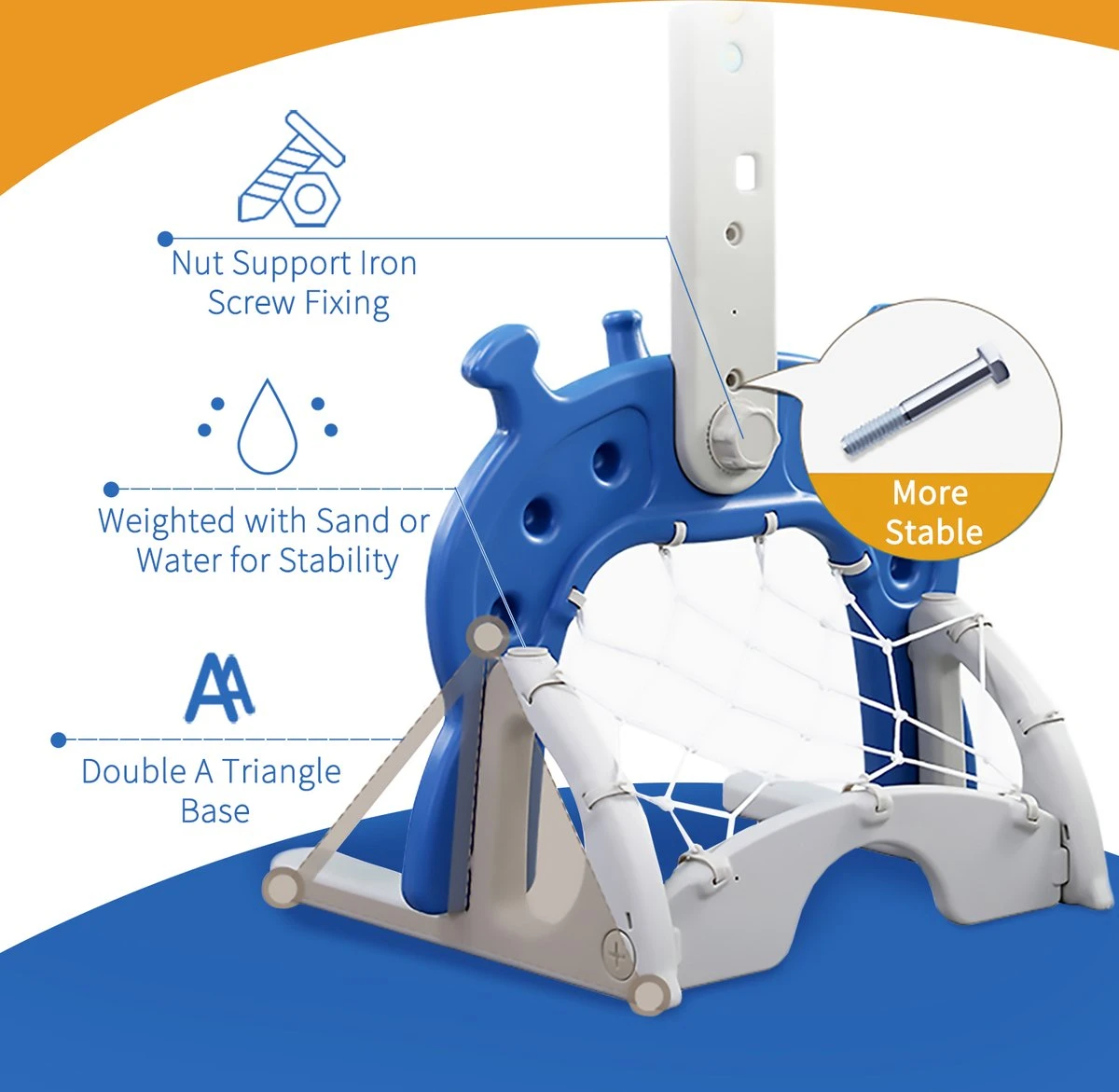 DBEEP Set Basketbalringen Voor Kinderen - 4-in-1 Kinder Basketbalset Voor Binnen & Buiten - Basketbalstandaarden - In Hoogte Verstelbaar - Doelring, Toss, Golf, Voetbal Doel Balspelen - Sport Speelgoed 6 DBEEP Set Basketbalringen Voor Kinderen - 4-in-1 Kinder Basketbalset Voor Binnen & Buiten - Basketbalstandaarden - In Hoogte Verstelbaar - Doelring, Toss, Golf, Voetbal Doel Balspelen - Sport Speelgoed - Afbeelding 4