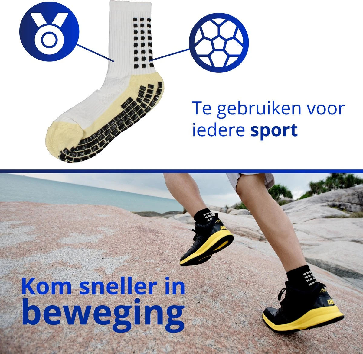 Gripsokken Voetbal – Wit – Gripsokken – Grip Sok – One Size 4 Gripsokken Voetbal – Wit – Gripsokken – Grip Sok – One Size - Afbeelding 2