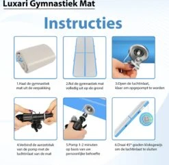 Luxari - AirTrack Pro - 3 Meter - Inclusief Opbergtas, Reparatie-kit & 600W Elektrische Pomp - Turnmatten - Gymnastiek Turnmat - Fitness Matten -Merkloos Winkel 1200x1173 16