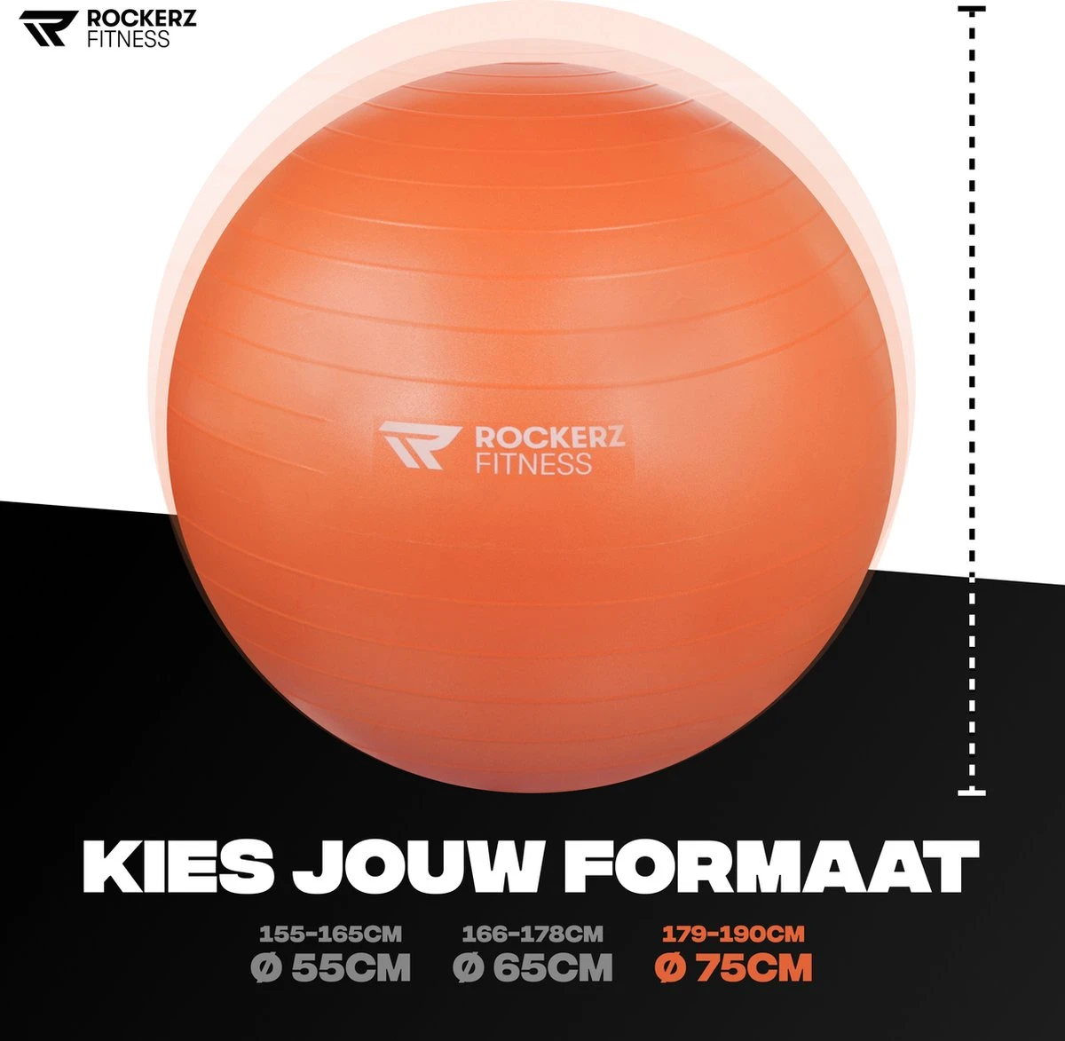 Rockerz Fitness® - Yoga Bal Inclusief Pomp - Pilates Bal - Fitness Bal - Zwangerschapsbal - Goede Houding Bij Het Thuiswerken - 75 Cm - Kleur: Oranje 4 Rockerz Fitness® - Yoga Bal Inclusief Pomp - Pilates Bal - Fitness Bal - Zwangerschapsbal - Goede Houding Bij Het Thuiswerken - 75 Cm - Kleur: Oranje - Afbeelding 2