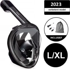 Campingwise Full Face Duikmasker, Snorkelmasker - Zwart - Maat L/XL
