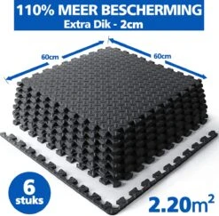 SWILIX ® Puzzelmat - 6 Stuks - 180x120 X2cm (6 X 60x60cm) - 2,20 M2 - Zachte Vloermat - Zwart