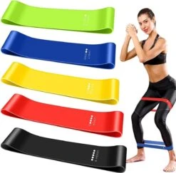 Weerstandsbanden Set (5stuks) - Resistance Band - Fitness Elastiek - Elastiek Banden - Muscle Bands - Booty Bands - Trekveer - Sports Elastiek - Inclusief Opbergzakje En Schema Met Oefeningen - Fitnessset