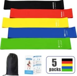Weerstandsbanden Set - 5 Stuks - Incl. Draagtas & Handleiding - Resistance Band Set - Sport Banden - Fitness Banden - Fitness Elastieken
