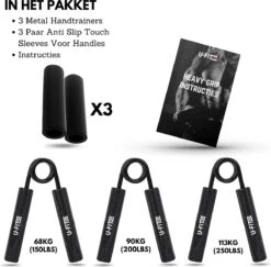 U-Fit One 3 Delige Metal Handtrainer Set - 68kg, 90kg, 113kg - Grip Trainer - Handknijper - Knijphalter - Armtrainer - Hand Knijper - Handgripper - Heavy Gripper - Onderarm - Buigveer -Merkloos Winkel 1200x1181 12